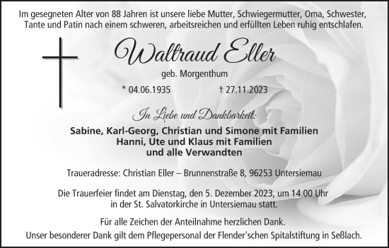 Anzeige von Waltraud Eller von MGO