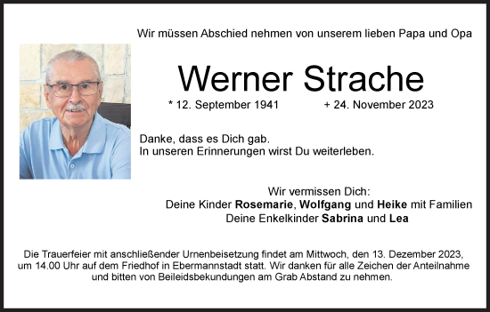 Anzeige von Werner Strache von MGO