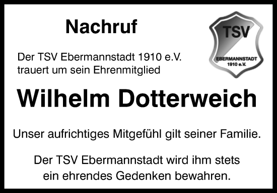Anzeige von Wilhelm Dotterweich von MGO