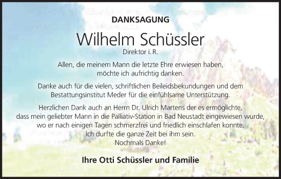 Anzeige von Wilhelm Schüssler von MGO