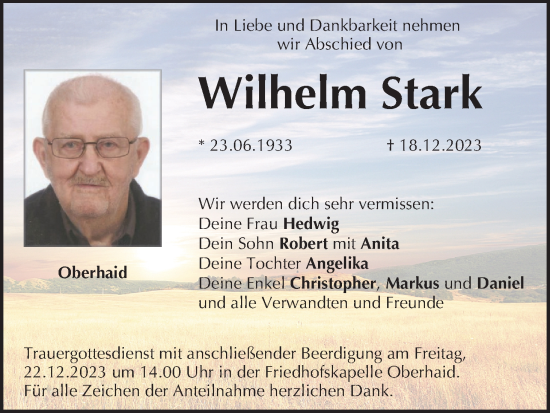 Anzeige von Wilhelm Stark von MGO