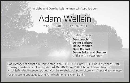 Anzeige von Adam Wellein von MGO