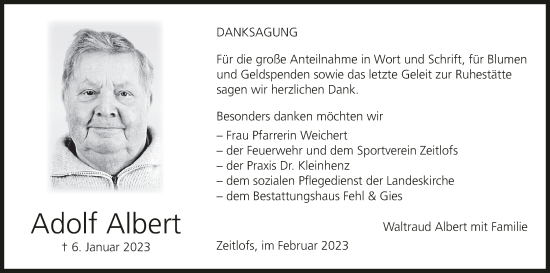 Anzeige von Adolf Albert von MGO