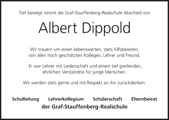 Anzeige von Albert Dippold von MGO