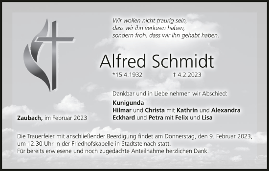 Anzeige von Alfred Schmidt von MGO