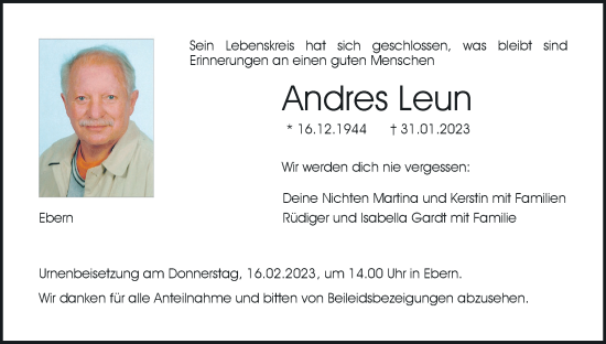 Anzeige von Andres Leun von MGO