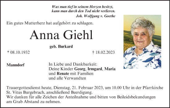 Anzeige von Anna Giehl von MGO
