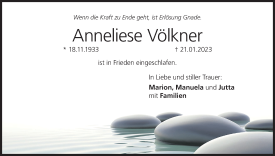Anzeige von Anneliese Völkner von MGO