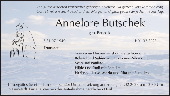 Anzeige von Annelore Butschek von MGO