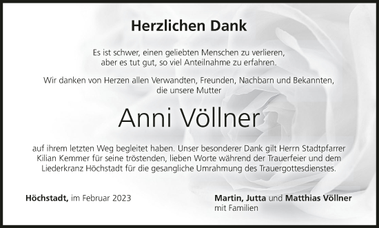 Anzeige von Anni Völlner von MGO