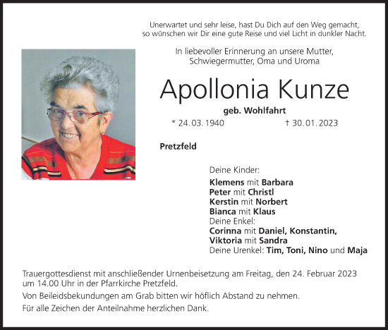 Anzeige von Apollonia Kunze von MGO
