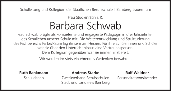Anzeige von Barbara Schwab von MGO