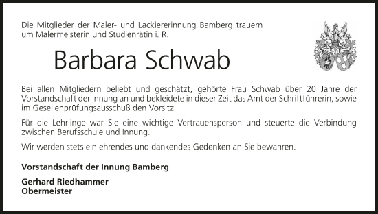 Anzeige von Barbara Schwab von MGO