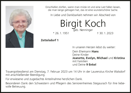 Anzeige von Birgit Koch von MGO