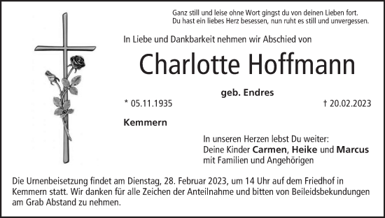 Anzeige von Charlotte Hoffmann von MGO