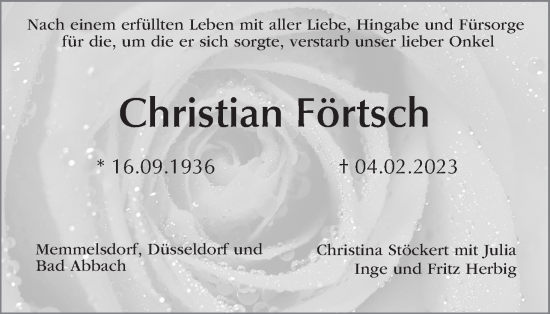 Anzeige von Christian Förtsch von MGO