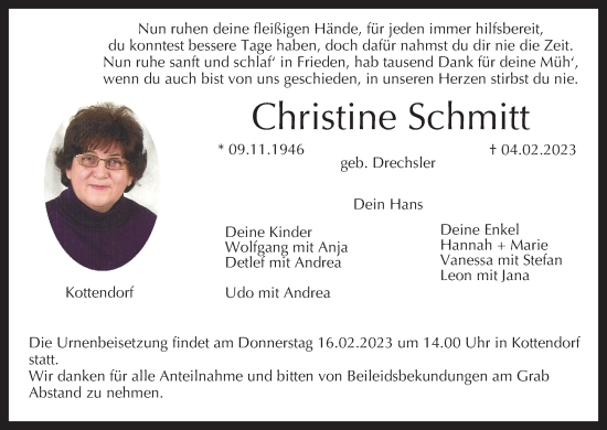 Anzeige von Christine Schmitt von MGO