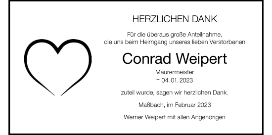 Anzeige von Conrad Weipert von MGO