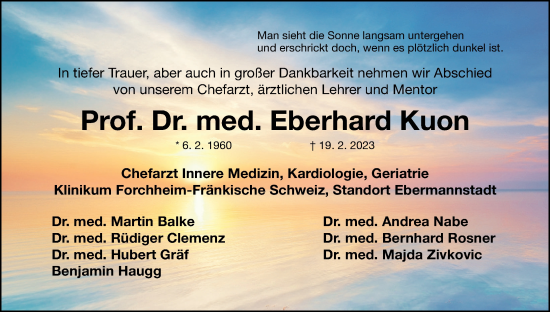 Anzeige von Eberhard Kuon von MGO