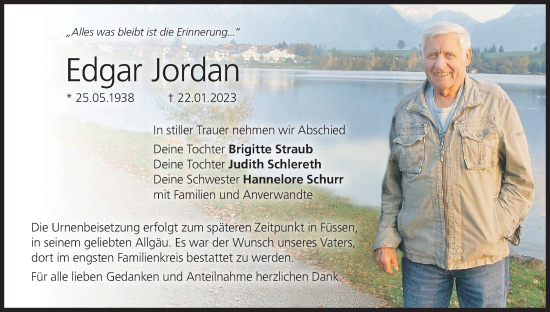 Anzeige von Edgar Jordan von MGO
