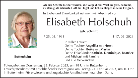 Anzeige von Elisabeth Holschuh von MGO