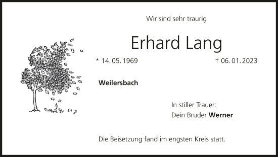 Anzeige von Erhard Lang von MGO