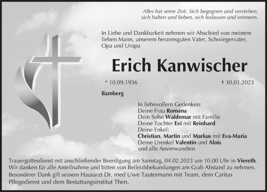 Anzeige von Erich Kanwischer von MGO