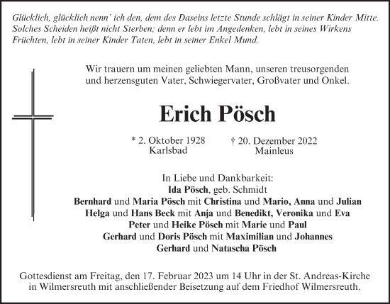 Anzeige von Erich Pösch von MGO