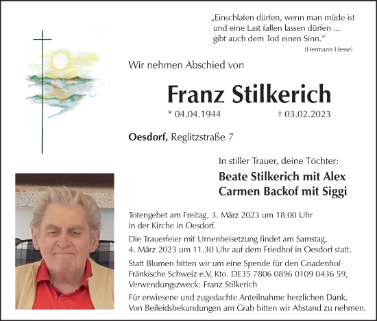 Anzeige von Franz Stilkerich von MGO
