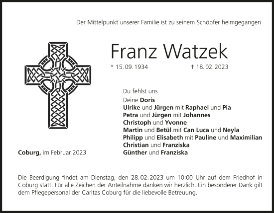Anzeige von Franz Watzek von MGO