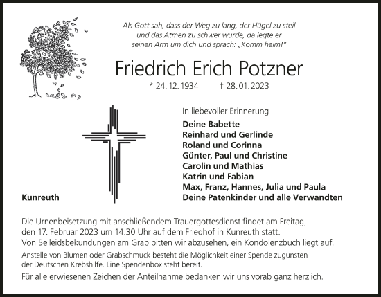 Anzeige von Friedrich Erich Potzner von MGO