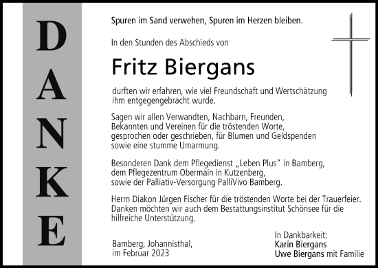 Anzeige von Fritz Biergans von MGO
