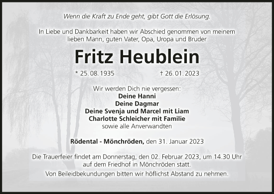 Anzeige von Fritz Heublein von MGO