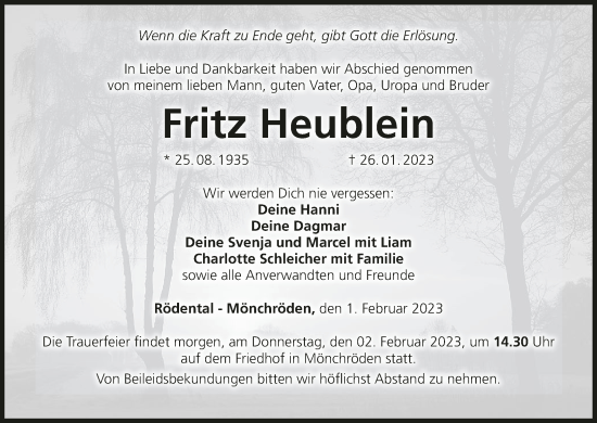Anzeige von Fritz Heublein von MGO