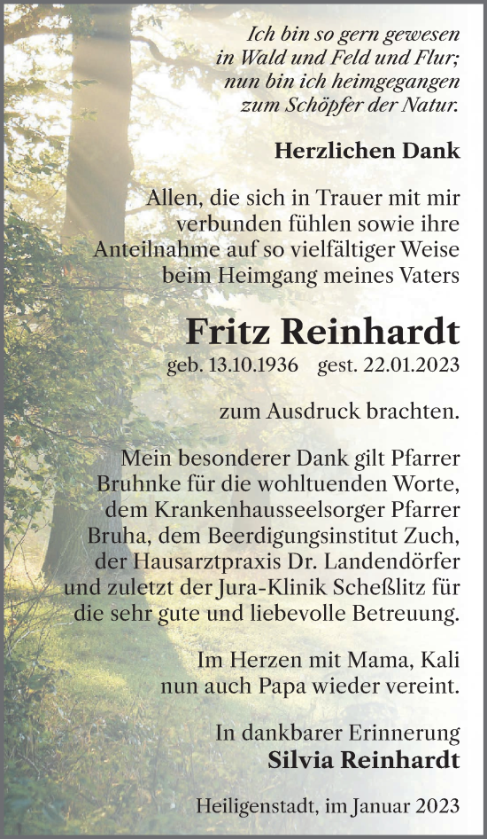 Anzeige von Fritz Reinhardt von MGO