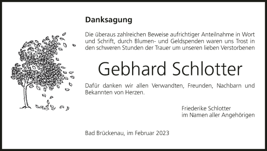 Anzeige von Gebhard Schlotter von MGO