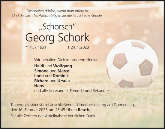 Anzeige von Georg Schork von MGO