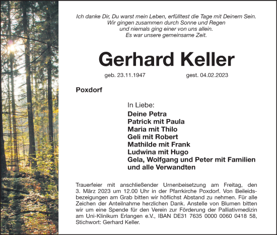 Anzeige von Gerhard Keller von MGO