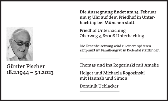 Anzeige von Günter Fischer von MGO