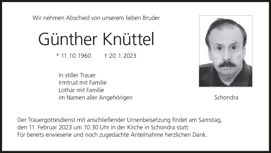 Anzeige von Günther Knüttel von MGO