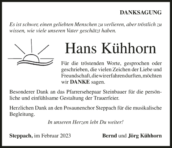 Anzeige von Hans Kühhorn von MGO