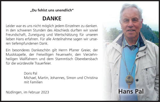 Anzeige von Hans Pal von MGO