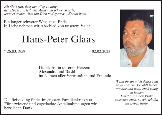 Anzeige von Hans-Peter Glaas von MGO