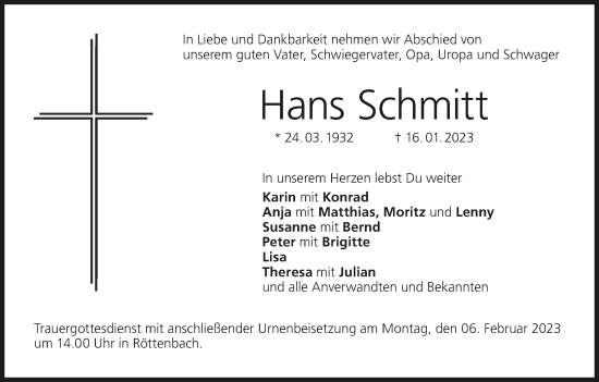 Anzeige von Hans Schmitt von MGO