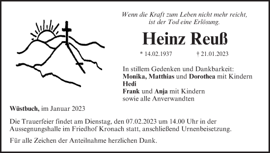 Anzeige von Heinz Reuß von MGO