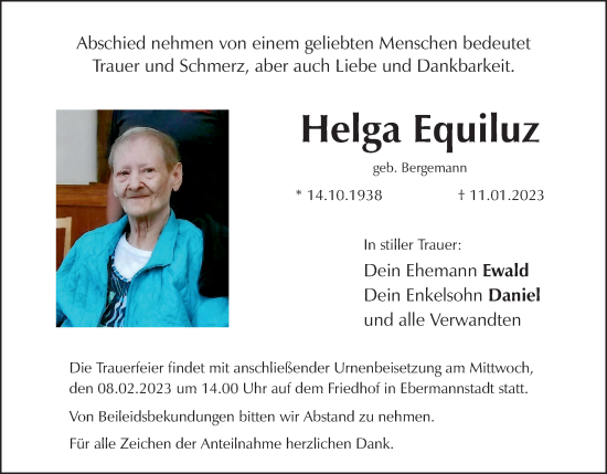 Anzeige von Helga Equiluz von MGO
