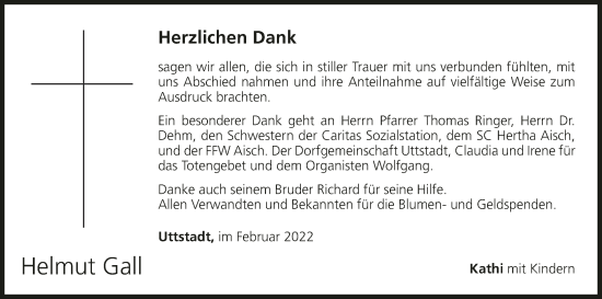 Anzeige von Helmut Gall von MGO