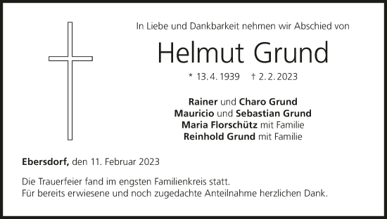 Anzeige von Helmut Grund von MGO