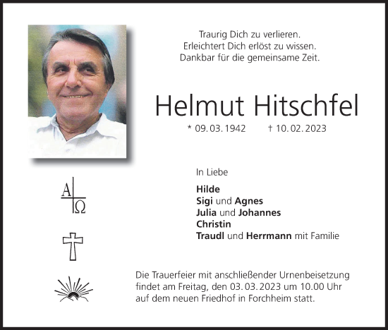 Anzeige von Helmut Hitschfel von MGO