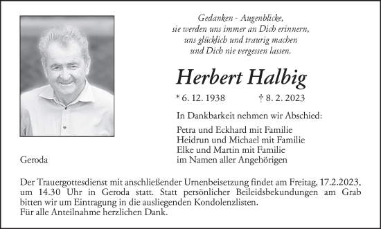 Anzeige von Herbert Halbig von MGO